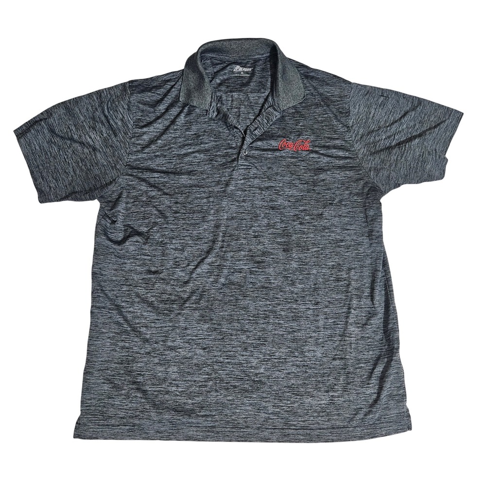 Paragon Coca-Cola Mens XL Performance Polo Shirt Heather Grey Short Sleeve Coke